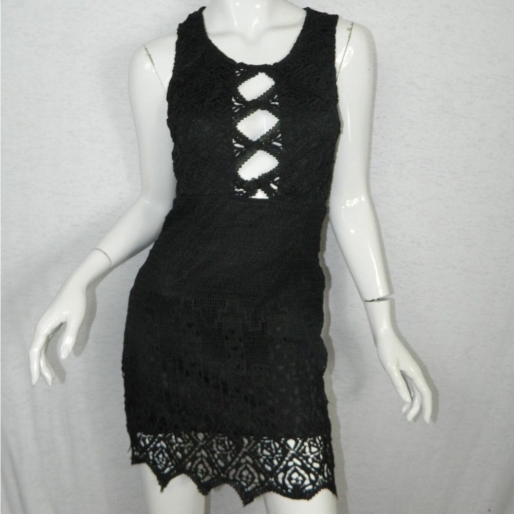 LF Rumor Boutique Black Crochet Dress